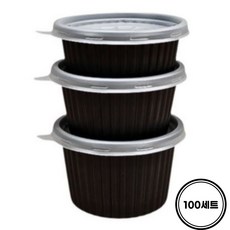 일회용 국용기 105 파이 국내생산 전자레인지 포장 용기 1회용 장국 국물 밥 검정 JH, 1세트, 100개