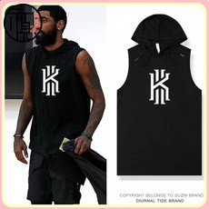 籃球連帽背心男歐文美式投籃服訓練T恤運動速幹寬鬆上衣無袖衛衣