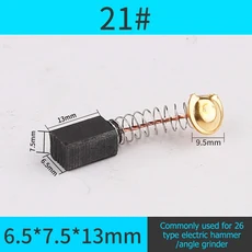모터 카본 브러시 세트 교체 부품 앵글 연마기 커팅 폴리싱 머신 전동 공구 10 개, 12 Size 21