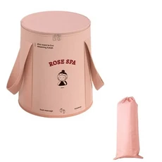 휴대용 발 목욕 마사지 버킷 보관하기 쉬운 흡수 욕조 접이식 대야 휴식 및 통증 완화, Pink with lid