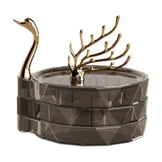 칸막이 악세사리 수납함 머리끈 반지 주얼리 회전 보관 케이스 스완 3단 귀걸이 정리함, 1개