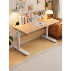높낮이 리프트책상 높이조절 자동 데스크80x60x색상5cm 테이블 스터디 제품 컴퓨터책상, 손잡이형 따뜻한 화이트 80x60