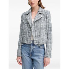 게스 노치드 지퍼 프런트 트위드 재킷