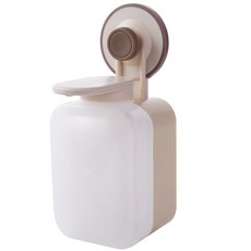 真空吸盤按壓式沐浴乳分配器 浴室壁掛洗手液盒, 米色, 1個