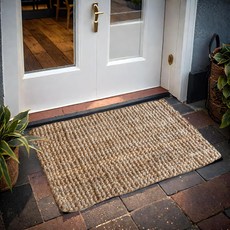 황마 도어 매트 30x17 인치 입구 러그 땋은 천연 직조 웰컴