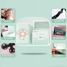 庫洛米 車載掛袋 座椅後背收納袋 兒童車內餐桌 車用置物架 車型通用, 短款-淡抹茶, 1個