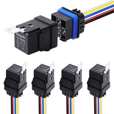 델가다 4030 암페어 릴레이 12V 방수 자동차 5핀 SPDT 하네스 소켓 포함 보트 트럭 오토바이용 14AWG 구리선 세트, 5pack 60/80A