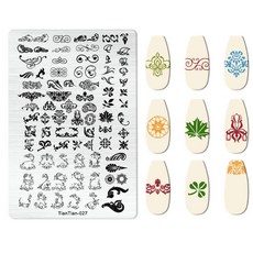 네일 템플릿 해파리 스탬프 플레이트 활 체리 꽃 잎 인쇄 스테인레스 스틸 매니큐어 스텐실 겨울 크리스마스 아트, 옵션04) TT-27, 1개