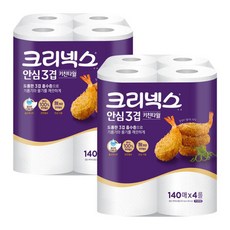 크리넥스 안심3겹 키친타올 140매 4롤x2개, 2개
