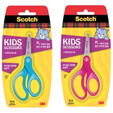 3M 어린이 양손 안전 가위 블루 핑크 12.5cm(5인치), 어린이 양손 안전 가위 블루 5인치