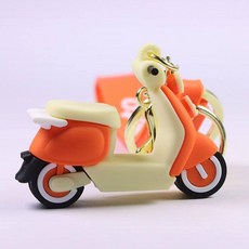 전동차 키링 PVC 소프트 고무 키홀더 모터사이클, 1개, 오렌지