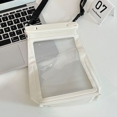 簡約斜跨防水包海邊游泳溫泉觸屏手機防水袋大容量密封透明手機袋, 1個, 白色