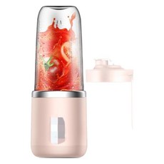 便攜式無線充電迷你多功能榨汁機，家用小型電動果汁攪拌機, 粉色雙杯