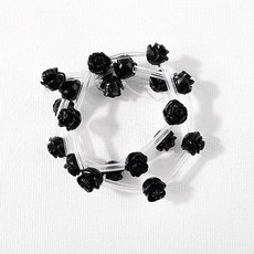 비즈아이 [5508-23]송석꽃 송석장미꽃 가로홀 8mm 블랙 1개