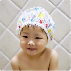 CH2022 아기 목욕 만화 패턴 샤워 캡 어린이 목욕 캡 방수 드라이 헤어 캡 방수 샤워 캡, 평균 코드, 화려한 점, 1개