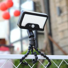 21세기트랜드 크링 LED 방수 태양광 센서등 문어발 자바라 클램프 조명, 황색등, 블랙