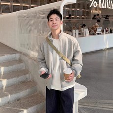 【重磅美式復古】開衫外套 衛衣 夾克 男裝 秋冬外套 短款上衣 立領設計 花灰色 美式復古 短款夾克 Cleanfit風格 秋冬日常穿搭