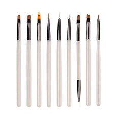 네일 브러시 9개 세트 젤 네일 전용 네일 브러시 그라데이션 사이에 디자인 네일 브러시 세트 경량 섬세한 작업 초보자부터 전문가까지 홈 살롱 관리가 간편한 그레이