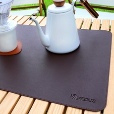 레더스 캠핑 테이블매트 가죽 방수 롤테이블보, 브라운