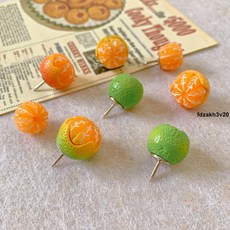 墻美工釘 可愛橘子造型圖釘 創意按釘 毛氈軟木板裝飾照片墻釘子 DIY留言板, 1個, 橘子造型圖釘,隨機1個