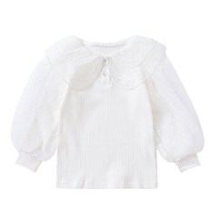 Rubikijeu 女童款春秋換季大領子蕾絲氣球袖襯衫 B131
