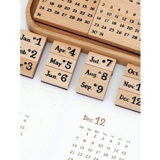 나무 달력 도장세트 만년 단단한 소품 캘린더 빈티지 퍼페추얼캘린더세트