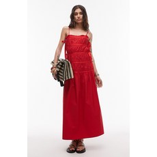 탑샵 Topshop 러칭 코튼 팝린 미디 드레스 1986526