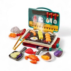 HOME BARBECUE小小廚師烤肉玩具組，模擬噴霧烤肉架，聲光變色食材，角色扮演家家酒, 綠色, 1個