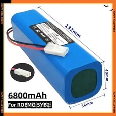 충전식 리튬 이온 배터리 Lydsto R1 Viomi S9 Roidmi Eve Plus Neabot Q11 ROEMO SYB2 로봇 진공 청소기, For ROEMO 6.8AH