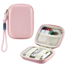 더심플러 디카 네모 컬러 케이스 스트랩 플러스 / 손끈 줄 있는 미니 디지털카메라 전용 휴대용 가방 / 옛날 미러리스 컴팩트 사진기 파우치 / 큰 콤팩트 똑딱이 카메라 보관 백, 1개, 디카 네모 케이스 플러스 (핑크/스트랩)