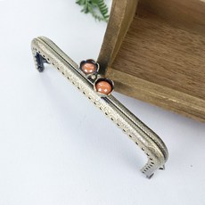 헤세드 (NEW) 12.5cm 사각 연꽃잎 구슬 동전지갑프레임, 인디오렌지, 1개