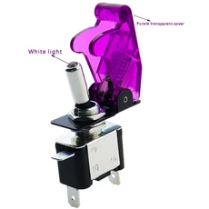 자동 보트 조명 Led 토글 스위치 안전 항공기 플립 업 커버 가드 빨간색 파란색 녹색 12V20A, 08 transparent purple