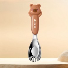 卡皮巴拉餐具 316不銹鋼兒童餐具 兒童湯匙 兒童叉子 不銹鋼餐具, 1個, 卡皮巴拉叉子 不含收納盒, 卡皮巴拉叉子, 卡皮巴拉叉子 不含收納盒