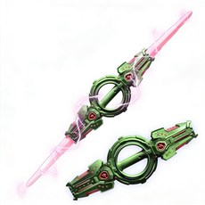 SUUNI 신형 파이어스핀 양날 신축광선검 회전출날 7컬러 라이팅 시크 레이저 검 완구, 1개, 녹색