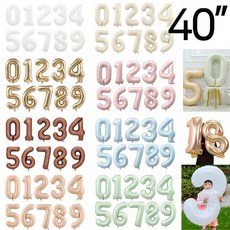 40인치 숫자 풍선 8종 은박 비닐풍선 무광 웨딩, 1개, 마카롱블루4