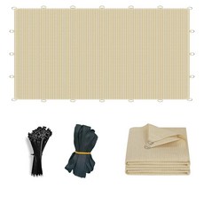 Junflying 90% 쉐이드 천 3x9.1m(10x30피트) 자외선 차단 통기성 햇빛 가리개 원단 D링 포함 파티오 퍼걸러 뒷마당 데크 정원용 투과성 햇빛 가, 베이지, 8피트 x 10피트