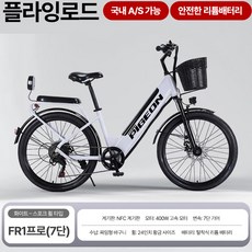플라잉로드 24인치 전기자전거 남녀공용 출퇴근용 장거리주행 추천 분리충전형 리튬배터리 400W 산악자전거 전동자전거, 화이트-프로-10Ah, 하이텐강