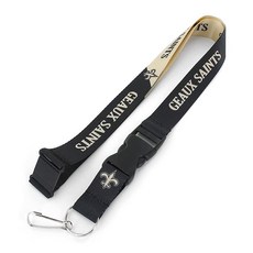 Aminco NFL 뉴올리언스 세인츠 슬로건 랜야드 블랙 55.9cm(22인치), Aminco NFL 뉴올리언스 세인츠 슬로건 랜야드,