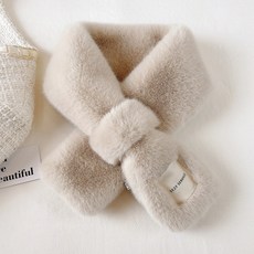 [台灣發貨]韓版高級質感 水貂毛圍巾交叉毛絨保暖圍脖禦寒護頸女生圍巾交叉圍巾仿獺兔毛仿草皮學圍脖