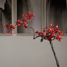 模擬梅花乾枝絹花裝飾, 長枝臘梅 紅色