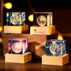 한행 원목골프트로피 부모님 공로패 데스크용 상패 조명 발광 달모양 무드등, 발광 상패-08, 기본 색상