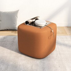 거실 바닥 소파 대기의자 베드벤치 모던 벤치 린넨소재쿠션 벤치소파 팁스 신발수납 주문제작, 스퀘어 스툴 오렌지43 43 38cm