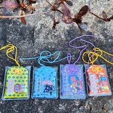 일본 전통 오마모리 부적 목걸이 휴대용 행운 부적 소원 성취 액막이 부적