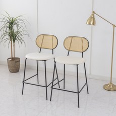 에코베스트 벨벳홈바의자2P 바체어 높은홈바의자 바텐의자 벨벳의자 철제의자 라탄의자 카페의자 인테리어의자, 화이트2p, 1개