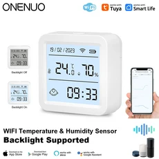 [누리공구]최신 스마트 WIFI 온도 습도 센서 라이프 APP 제어 모니터 지원 Alexa Assistant, 01 WiFi TH06 Backlight, 01 WiFi TH06 Backlight