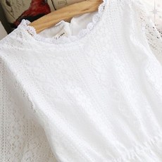 화이트 레이스 자수 장식 웨딩 촬영 드레스 만삭 임산부 브라이덜샤워 예식 파티