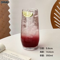 DFMEI 果汁杯玻璃飲品杯飲料奶昔奶茶杯創意高腳杯子果茶杯, 1個