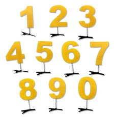 숫자 머리핀 세트 넘버 생일 기념일 숫자 머리장식 숫자 토퍼 헤어 장식 헤어핀, 1세트, 옐로우