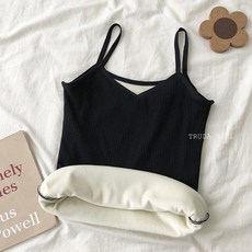 加絨保暖螺紋細肩帶背心