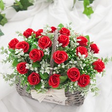 로이비누장미바구니Aset 44cm 조화 인테리어, 1개